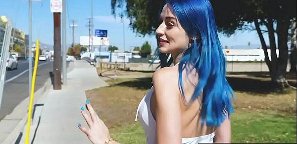  Jewelz Blu sticks a vibrator in her twat and her stepbrother uses a remote control to pleasure her in public